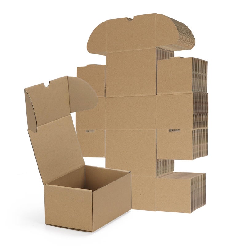 RLAVBL 6x4x3 Small Shipping Boxes Set of 40, Brown Corrugated Cardboard Mailer Box for Packing, Mailing, Business - Image 1